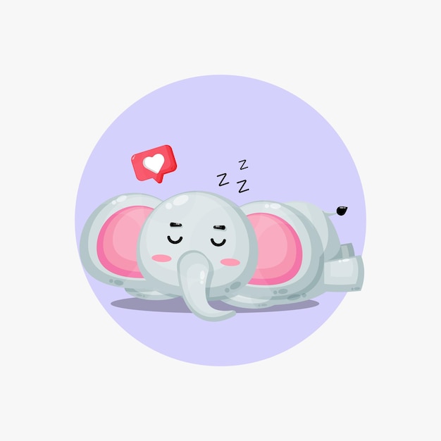 Illustration of cute elephant sleeping