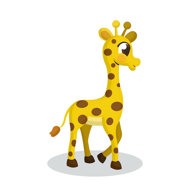 Illustration of Cute Giraffe with Cartoon Style