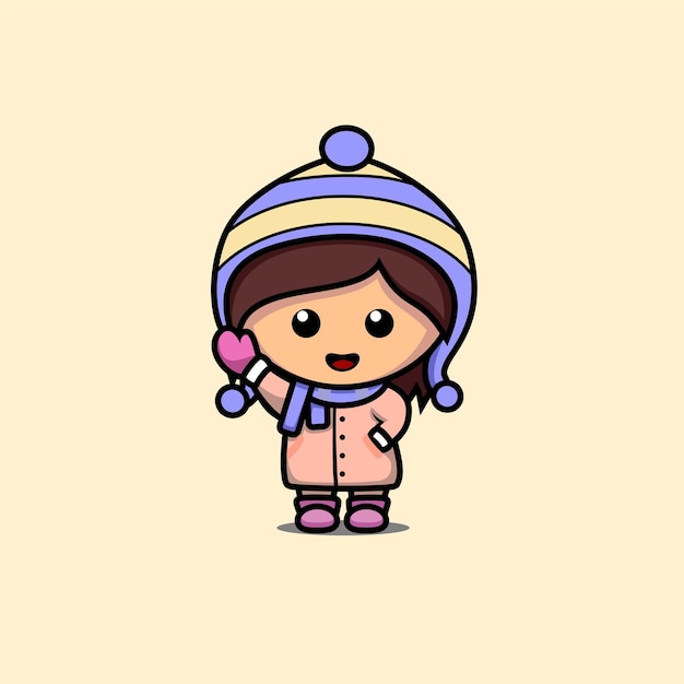 illustration of cute girl character wearing jacket