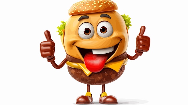 Illustration of a Cute Happy Beef or Cheese Burger