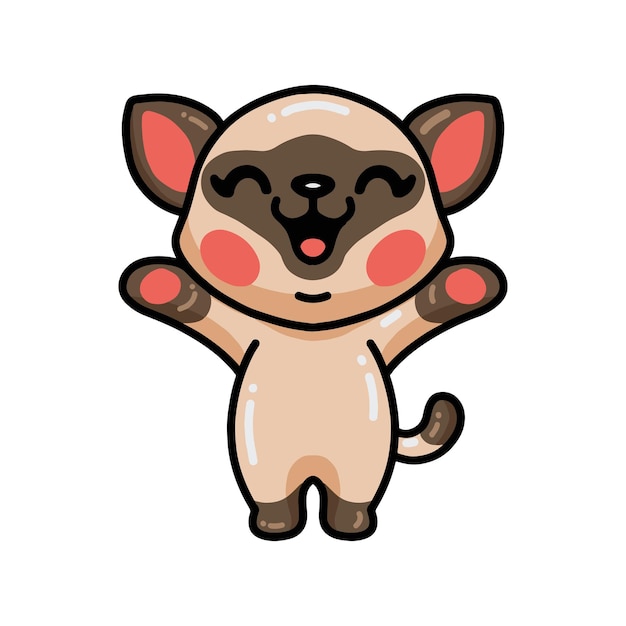   illustration of  Cute happy little siamese cat cartoon