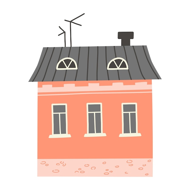 Illustration of a cute house in a flat style Minimalistic city building on white background Vector