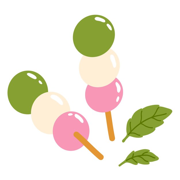 Vector illustration of cute lollipop doodle asian food dango for print ,design, greeting card,sticker,icon