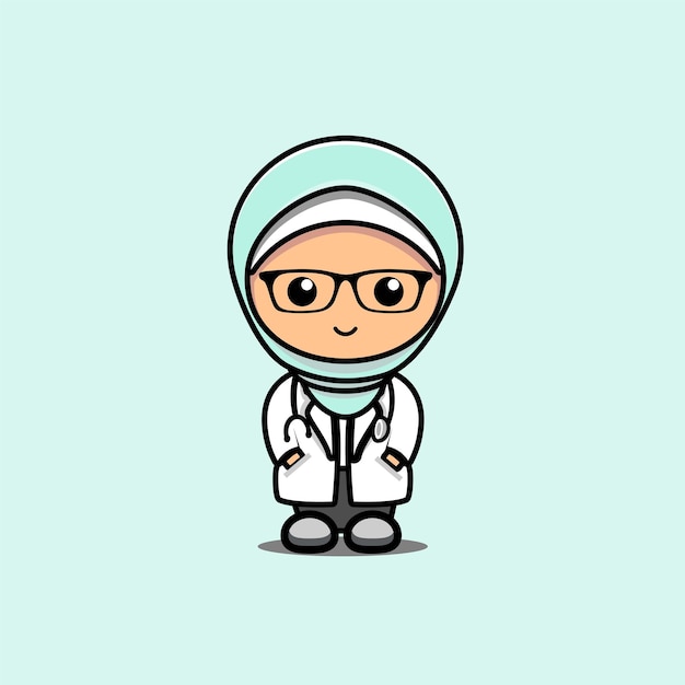 illustration of a cute Muslim doctor vector design