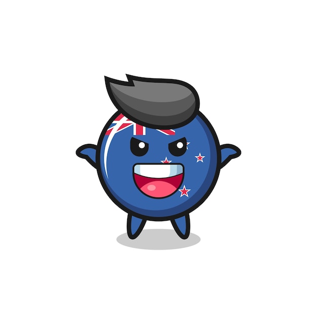 The illustration of cute new zealand flag badge doing scare gesture