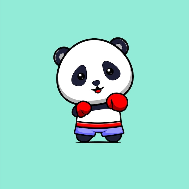 Illustration of cute panda boxing vector design