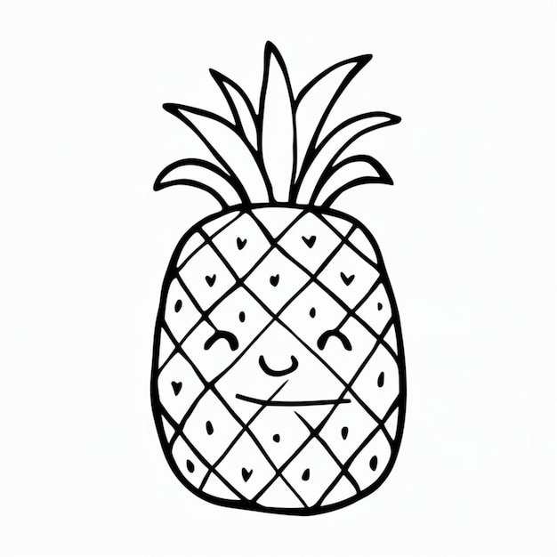 Illustration of a cute pineapple from a coloring book