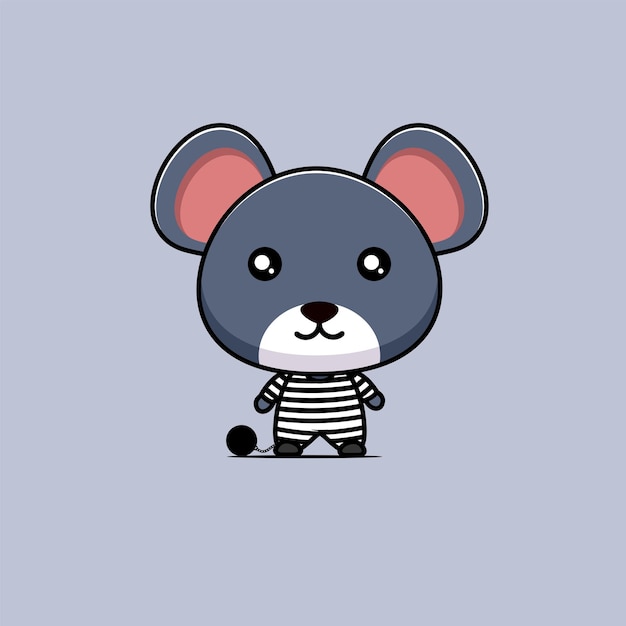 Illustration of cute prisoner mouse vector design