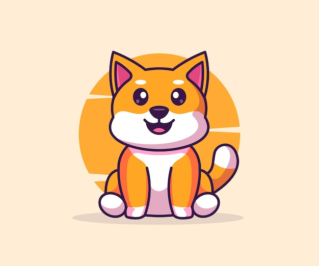 Illustration of cute shiba inu mascot icon vector flat cartoon style