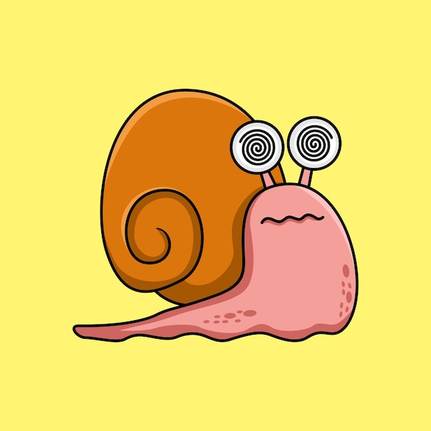 Illustration of a cute snail walking in pink