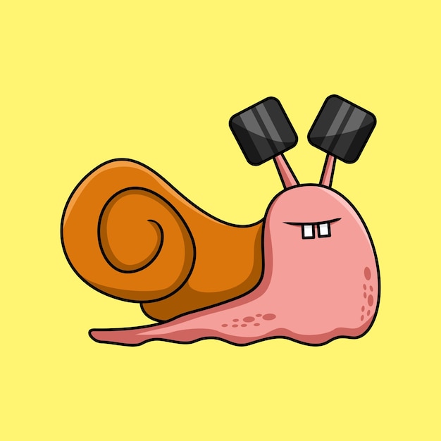 Illustration of a cute snail walking in pink