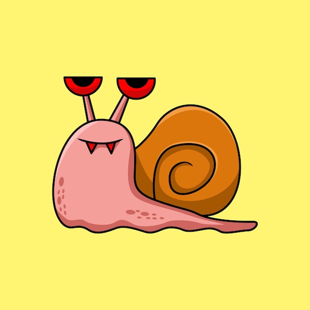 Illustration of a cute snail walking in pink