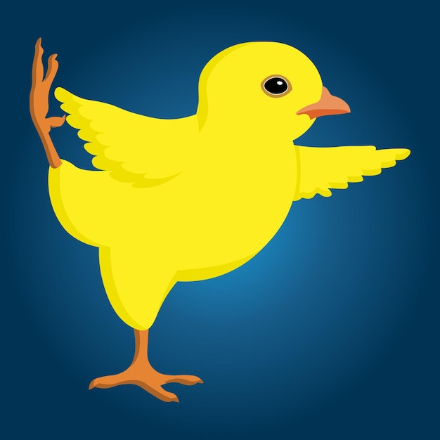 Illustration cute yellow chick in gymnastic pose chick in yoga pose Cartoon illustration