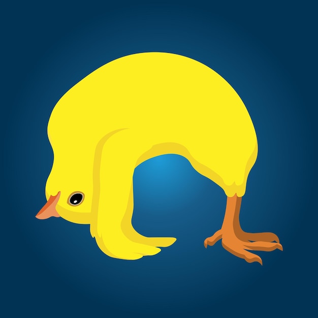 Illustration cute yellow chick in gymnastic pose chick in yoga pose Cartoon illustration