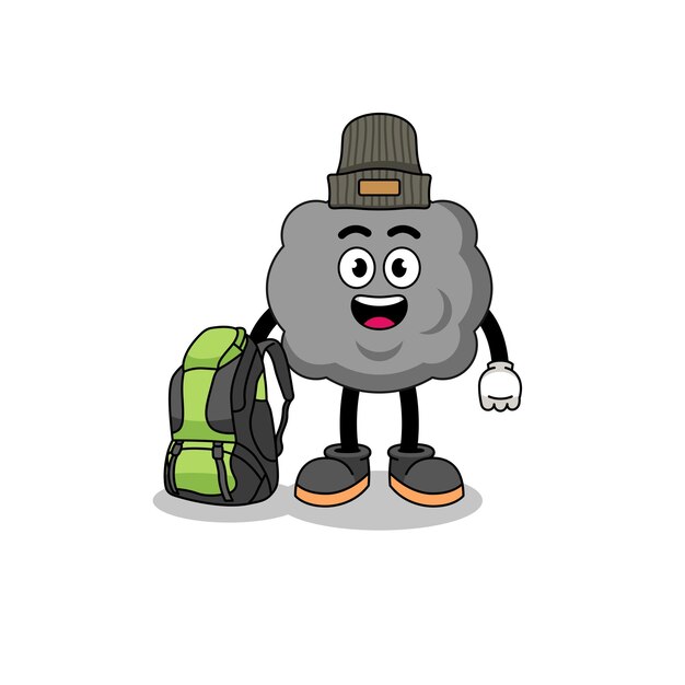 Illustration of dark cloud mascot as a hiker