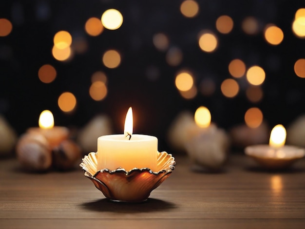 Illustration of decorative candles with the background of the month of Ramadan