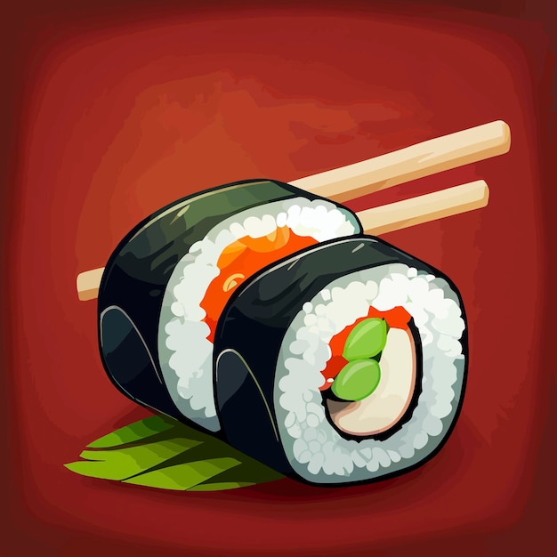 Illustration of delicious sushi rolls japanese food