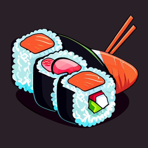 Illustration of delicious sushi rolls japanese food