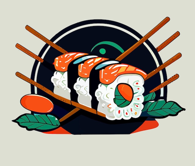 Illustration of delicious sushi rolls japanese food