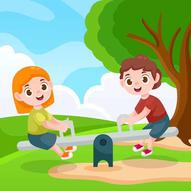 Illustration design of Cute children are playing for children day background poster