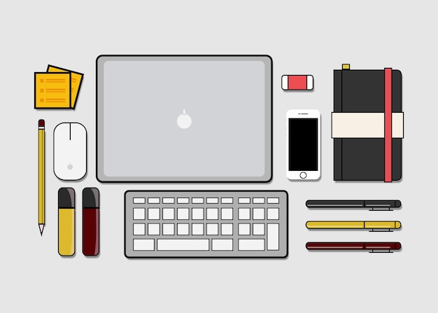 illustration of a designers equipment at a desk