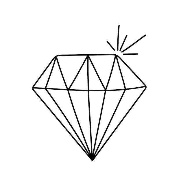 Illustration of a diamond in doodle style