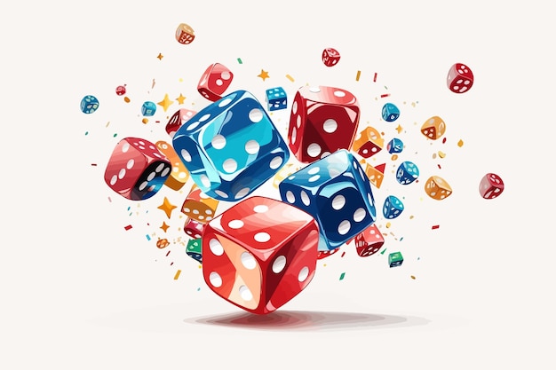 illustration dice in the air illustration