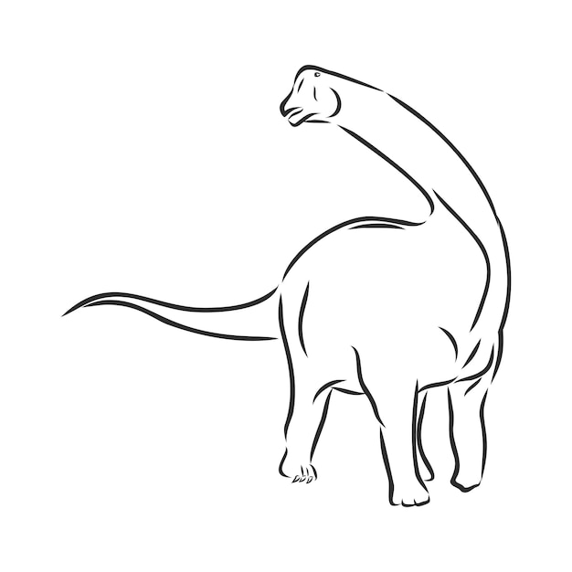 Illustration of Dinosaur, vector sketch, wild archeology