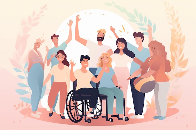 Illustration of Diverse People Helping One Another