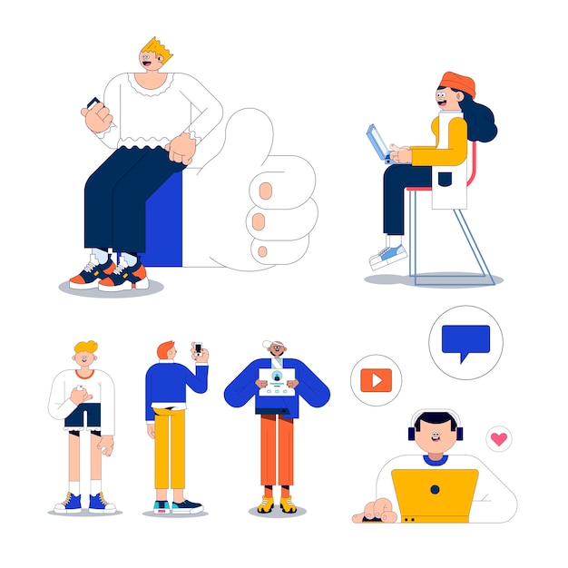 Illustration of diverse people on social media vector