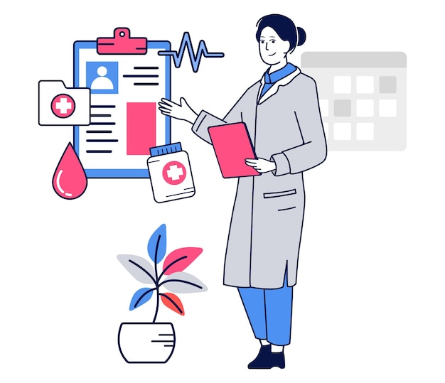 Illustration of a doctor explaining data Doctor illustration