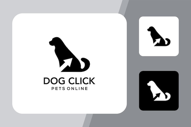 Illustration Dog animal Logo design with click arrow sign template vector.