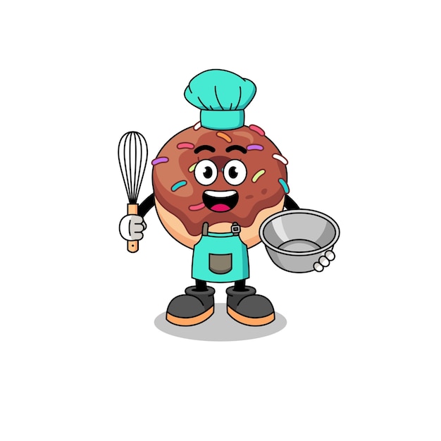 Illustration of donuts as a bakery chef