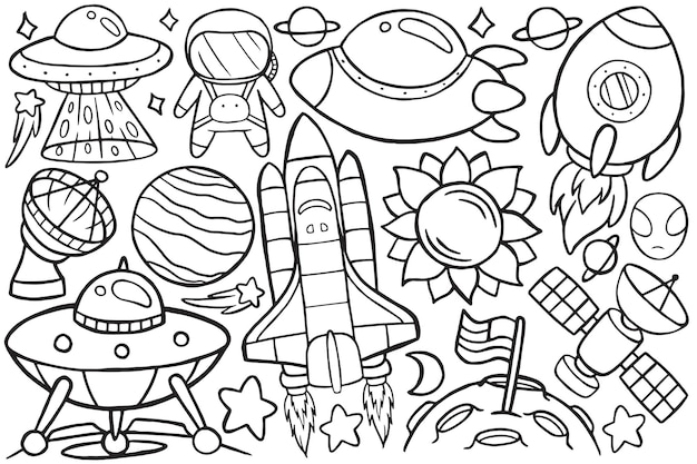 Illustration of doodle space in cartoon style