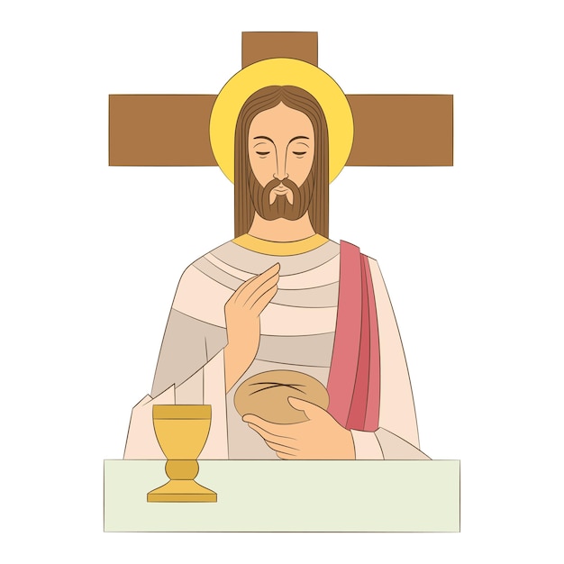 Illustration or drawing of Jesus Christ at the Last Supper