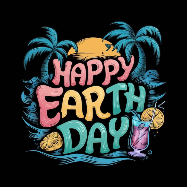 A Illustration Earth Day For Tshirt Vector Generative Ai