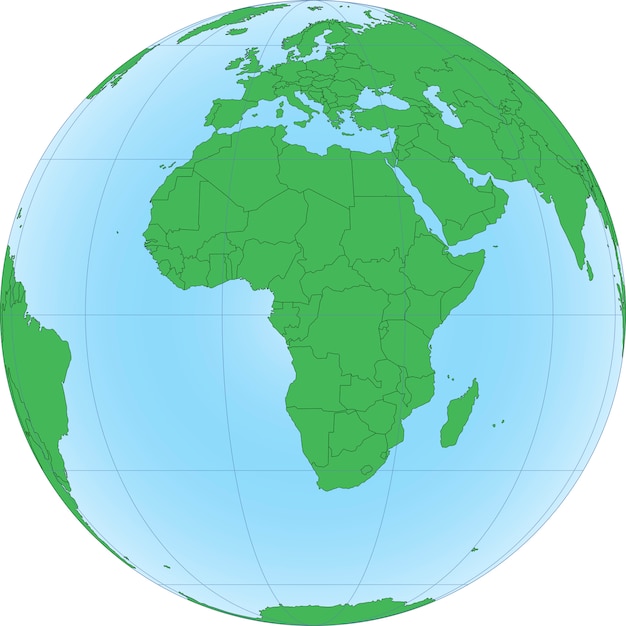 Illustration of Earth globe with focused on Africa