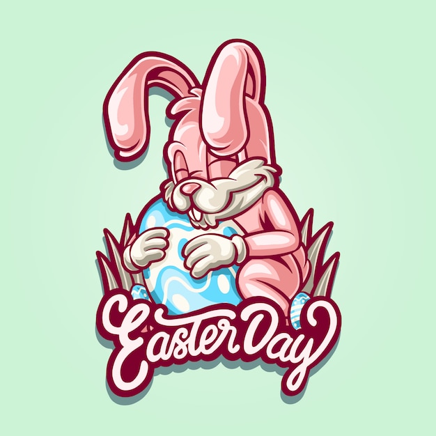 Illustration of easter pink bunny for easter day 