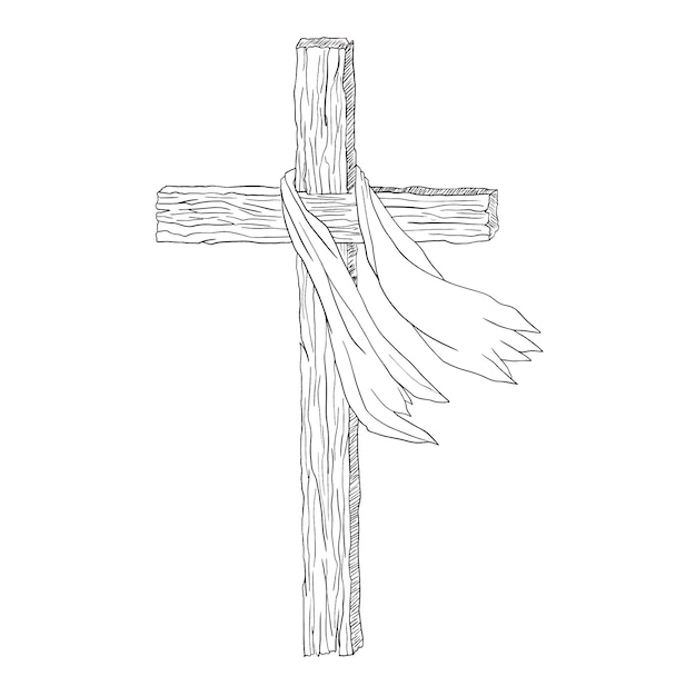 Illustration for Easter Wooden cross A symbol of the crucifixion and resurrection of the Lord Jesu