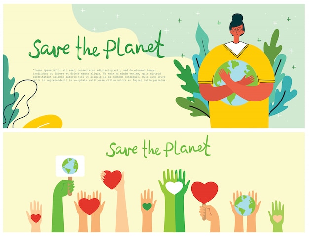 illustration ECO backgrounds of Concept of green eco energy and quote Save the planet, Think green and Waste recycle