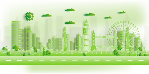  illustration. Eco friendly , Green city save the world, 