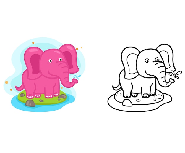 Illustration of educational coloring book animal elephant vector