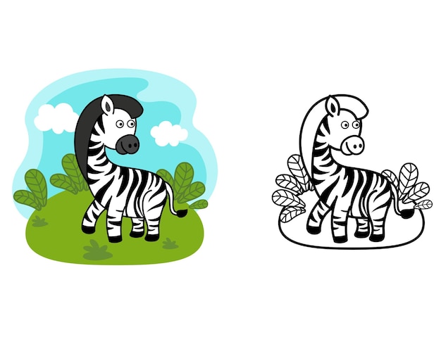 Illustration of educational coloring book animal zebra vector