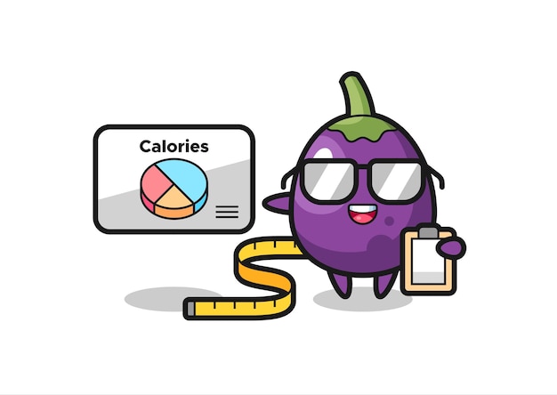 Illustration of eggplant mascot as a dietitian , cute style design for t shirt, sticker, logo element