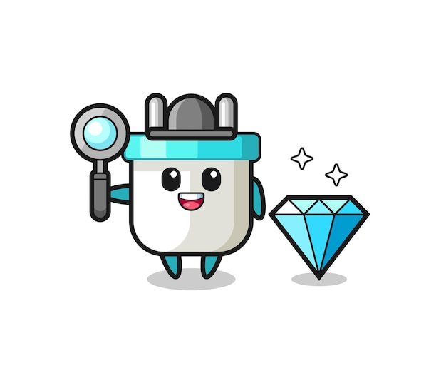 Illustration of electric plug character with a diamond