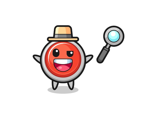 Illustration of the emergency panic button mascot as a detective who manages to solve a case