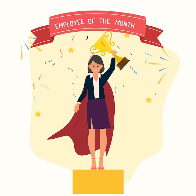 Vector illustration of the 'employee of the month' concept celebrating the best worker of the month