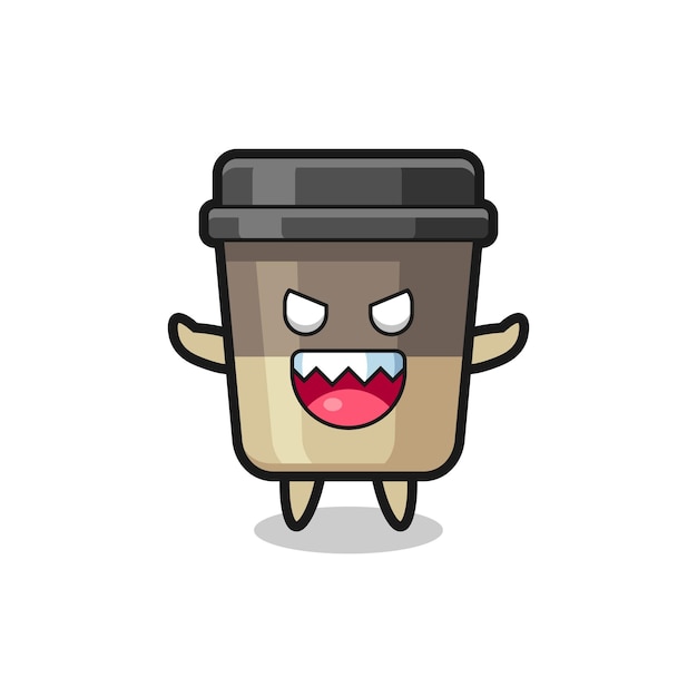 Illustration of evil coffee cup mascot character