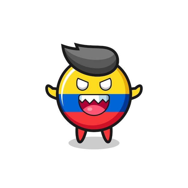 Illustration of evil colombia flag badge mascot character