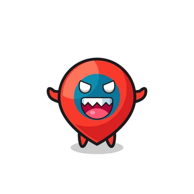 Illustration of evil location symbol mascot character